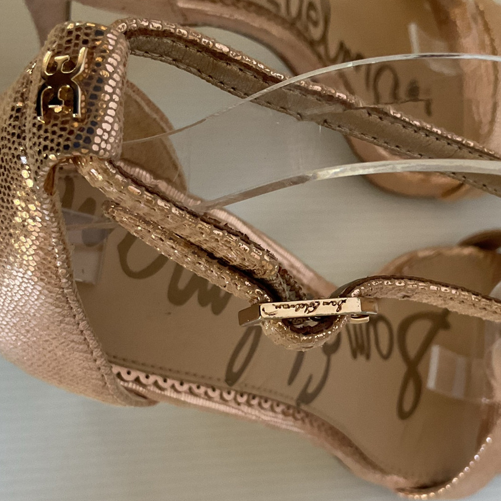 Sam Edelman Strappy Rose Gold High Heel Sandals Size 8.5 M Leather Upper - Picture 10 of 11